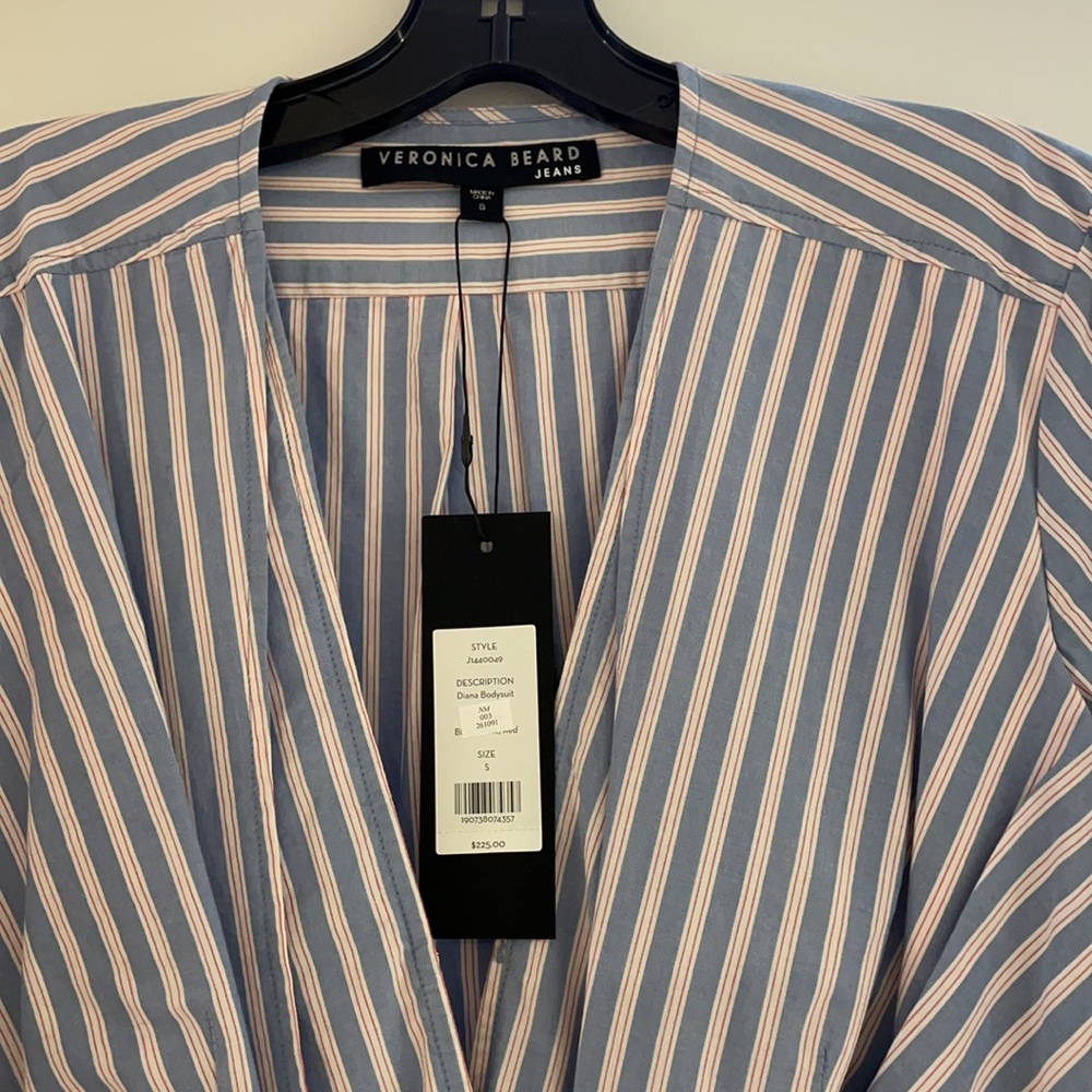 NWT Veronica Beard Striped Long Sleeved Diana Bodysuit. Size Small. - Picture 2 of 4
